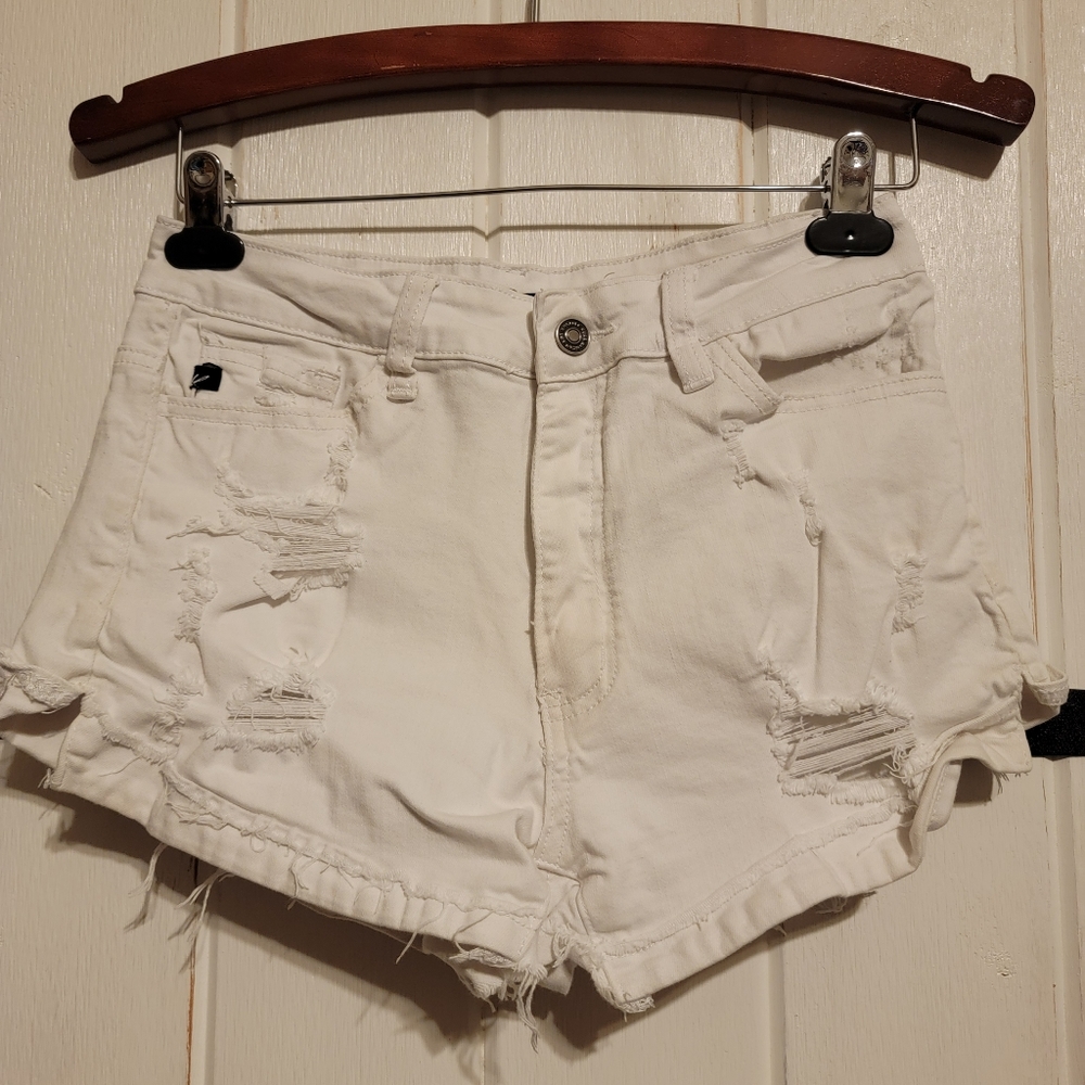 KanCan Womens Shorts White Distressed Cheeky Booty Size 9